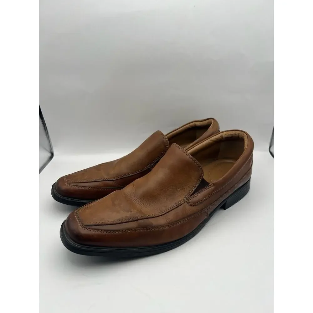 Clarks Tilden Free Brown Leather Loafers Men Size 11.5